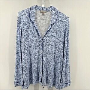J.Crew Eco Dreamiest Long Sleeve Pajama Sleep Shirt Calico Large Womens Blue